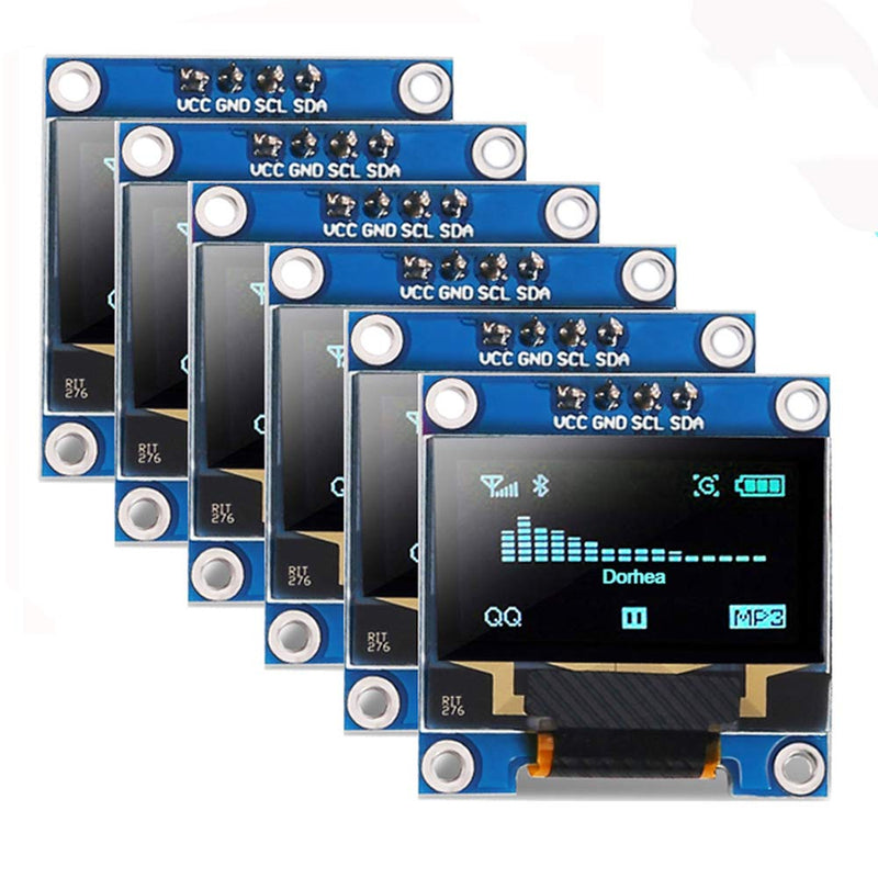 6PCS 0.96 OLED Display Module 128 x 64 I2C Display 0.96inch 12864 Blue or White OLED Module OLED Display IIC Serial Compatible with Raspberry Pi Ardu-ino Display and Microcontroller