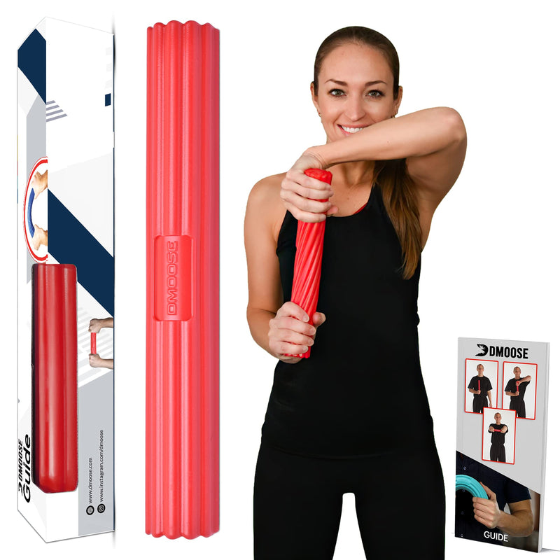 DMoose Resistance Bar for Physical Therapy, Flexbar for Tennis Elbow, Wrist Strengthener to Improve Hand Grip for Golfers, Rehab, Tendonitis Pain, Injury Recovery Massager, Rehabilitation Equipment Red - Light