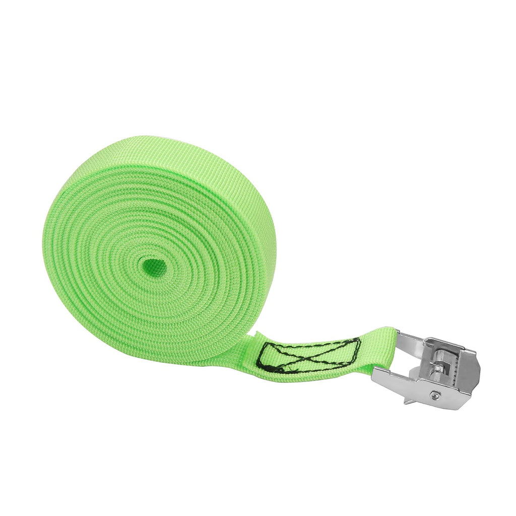 MroMax 0.98" Width x 16.4ft Length Lashing Straps Polypropylene Cam Buckle Lashing Straps 200Kg Load Cargo Tie Down Strap 25mm x 5M for Moving Cargo Green Tone 1Pc