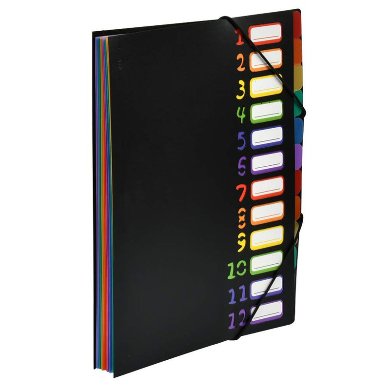 YOTINO Expanding File Organizer 24 Pockets, A4 Folder Information Booklet with Catalog Rainbow, Multi-Color Project Sorter High performance plastic rainbow folder organizer for home, office and school