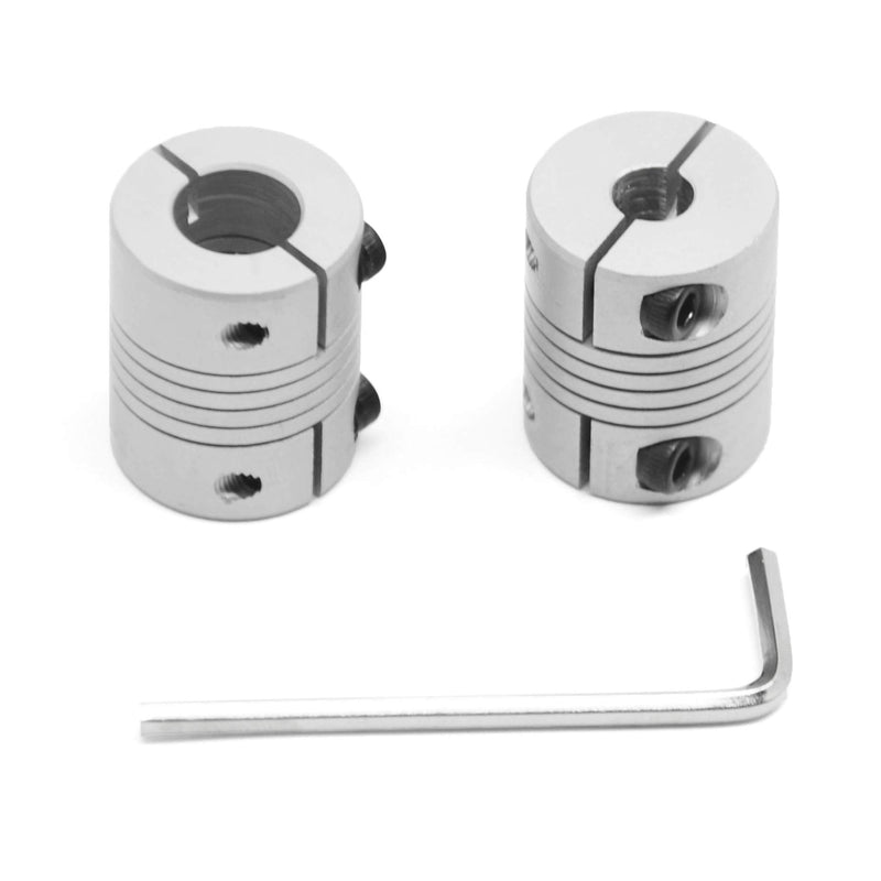 Befenybay 2PCS 6.35mm to 10mm Flexible Shaft Coupling 25mm Length 20mm Diameter for Stepper Motor Coupler Aluminum Alloy for 3D Printer CNC Machine (6.35x10mm) D20 L25 6.35-10mm