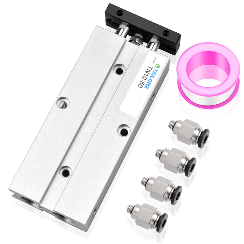 TAILONZ PNEUMATIC 10mm Bore 50mm Stroke Double-Rod Double-Acting Aluminum Pneumatic Air Cylinder TN10-50 Bore:10mm Stroke:50MM