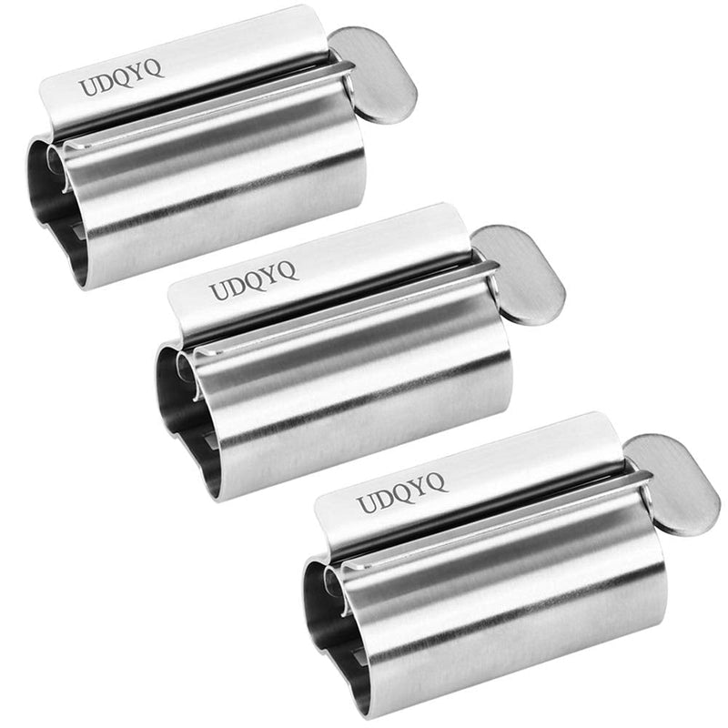 Toothpaste Squeezer - Metal Tube Squeezer Stainless Steel Tube Wringer UDQYQ Toothpaste seat Holder Stand (3 Pack) Silver