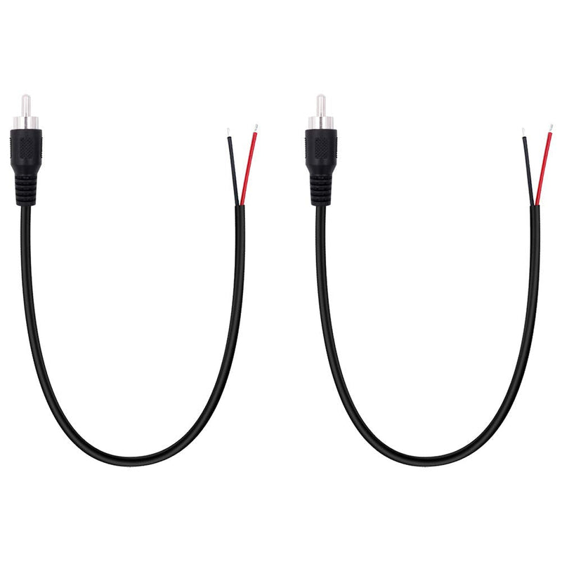 Fancasee (2 Pack) Speaker Wire RCA Male Plug Jack Connector Adapter to Bare Wire Open End Audio Video RCA Cable for Amplifier Receiver Speakers