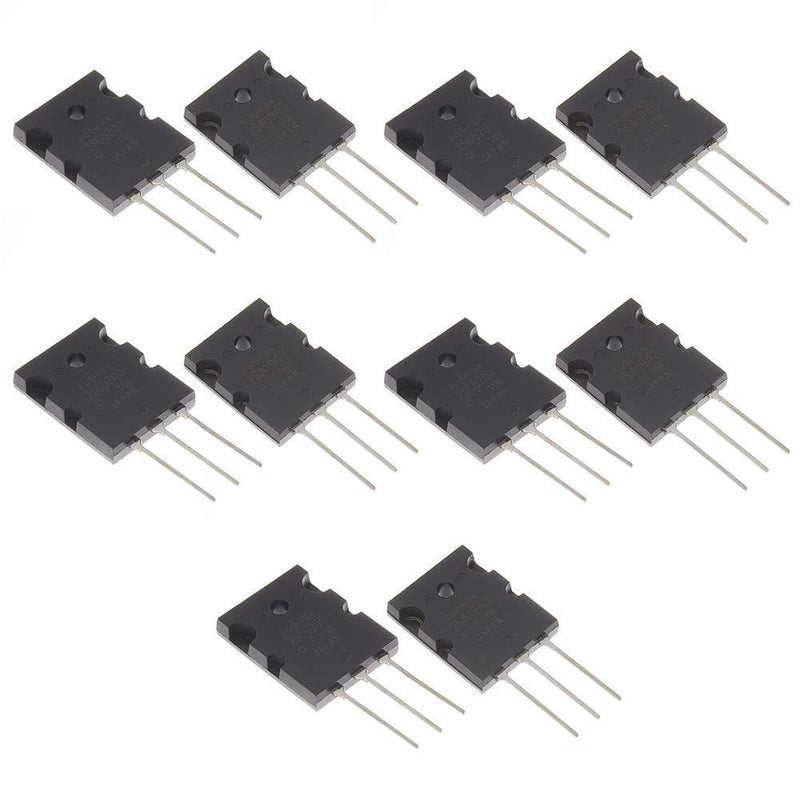 Bridgold 10pcs(5pcs 2SA1943+5pcs 2SC5200) PNP NPN High Power Matched Audio Transistor Silicon Precision,3-Pin.