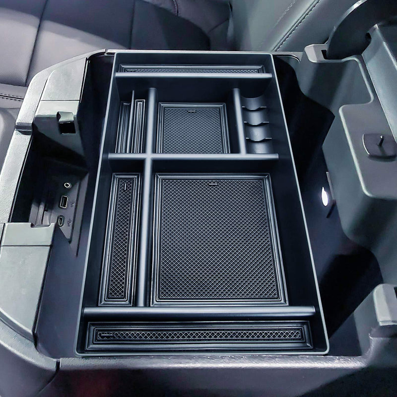 JKCOVER Center Console Organizer Tray Compatible with (2019-2021) Chevy Silverado 1500/GMC Sierra 1500 and 2020-2021 Silverado/Sierra 2500/3500 HD Accessories - Full Console w/Bucket Seats ONLYï¼ŒBlack black