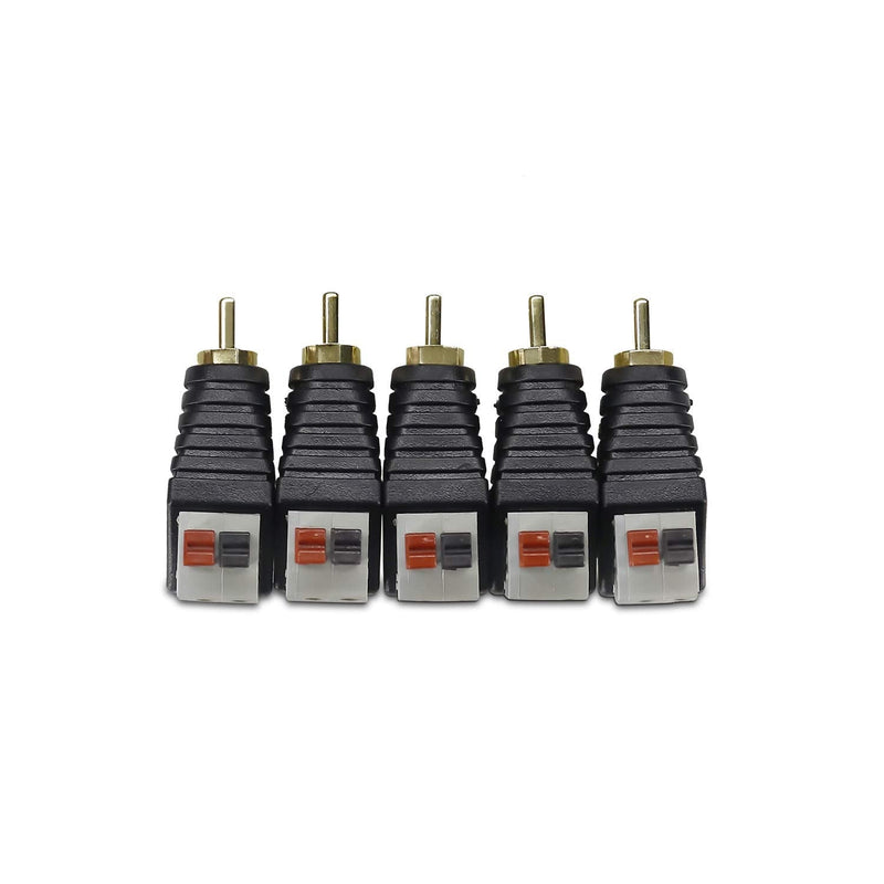 5 Pcs Cable Audio Adapter, Speaker Wire Cable to Audio Male RCA Connector Adapter Jack Plug