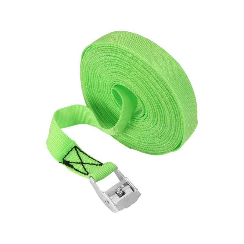 MroMax 0.98" Width x 29.53ft Length Lashing Straps Polypropylene Cam Buckle Lashing Straps 200Kg Load Cargo Tie Down Strap 25mm x 9M for Moving Cargo Green Tone 1Pc