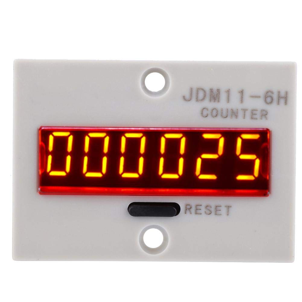 6 Digits Electronic Counter, Counting Range LED Digital Display Counter Relay Non Voltage Counter for Various Signal Input Counts Magnetic Switch (AC/DC24V)