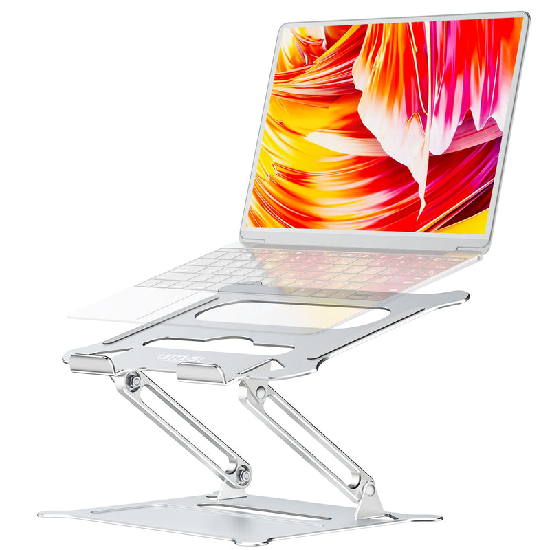 Urmust Laptop Notebook Stand Holder Adjustable Ultrabook Stand Riser Portable Compatible with MacBook Air Pro HP Dell XPS Lenovo All laptops 10-15.6"(Silver) A-Silver