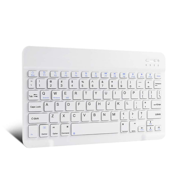 XIWMIX Ultra-Slim Wireless Bluetooth Keyboard - Universal Rechargeable Bluetooth Keyboard Compatible with iPad Pro/iPad Air/iPad 9.7/iPad 10.2/iPad Mini and Other iOS Android Windows Devices white