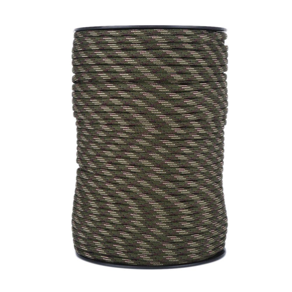 Delaman Paracord Lanyard 550 Reflective Paracord Parachute Cord Lanyard 9 Strand Core 100m 1PC(Jungle Camouflage)