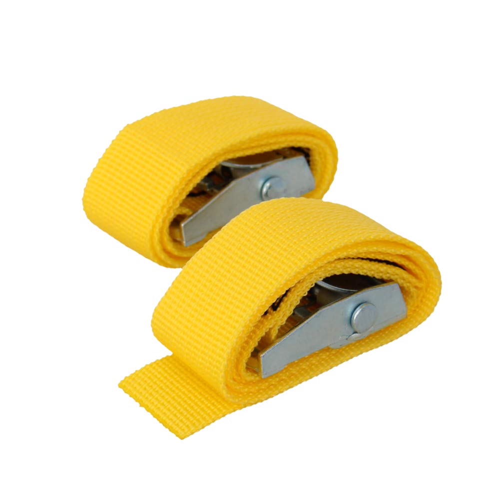 MroMax 0.98" Width x 1.64ft Length Lashing Straps Polypropylene Cam Buckle Lashing Straps 250Kg Load Cargo Tie Down Strap 25mm x 0.5m for Moving Cargo Yellow Tone 2Pcs 12m