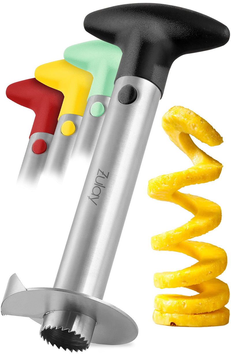 Zulay Kitchen Pineapple Corer and Slicer Tool - Stainless Steel Pineapple Cutter for Easy Core Removal & Slicing - Super Fast Pineapple Slicer and Corer Tool Saves you Time (Black) Black