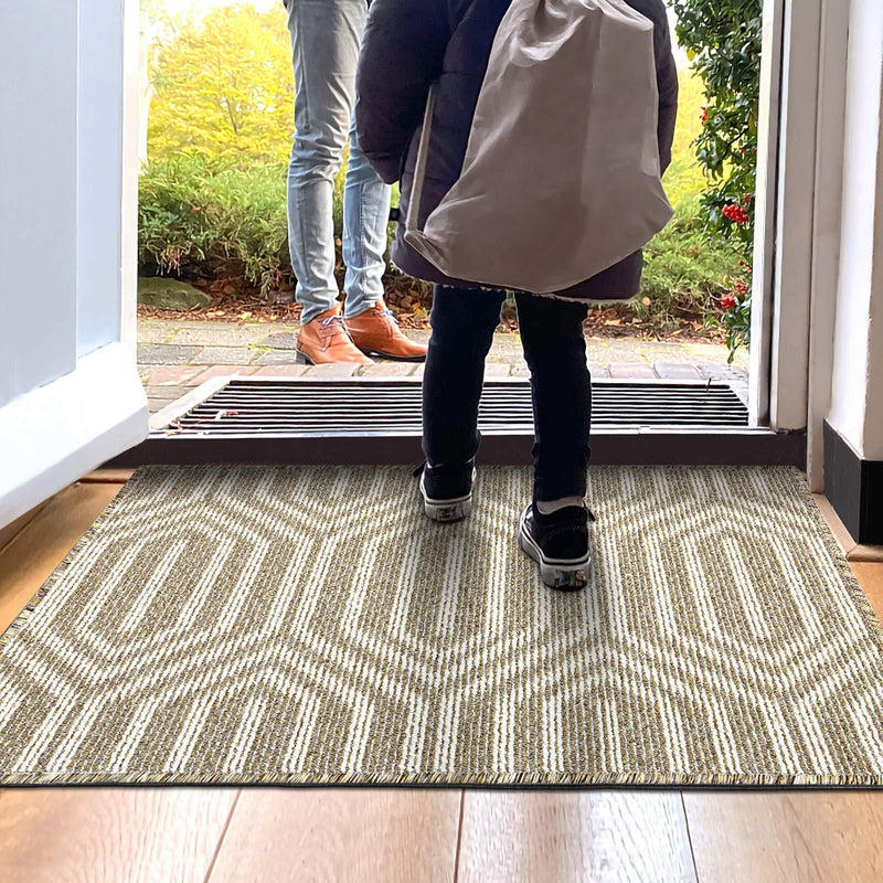DEXI Indoor Doormat, Non Slip Absorbent Resist Dirt Entrance Rug, 20â€x32â€ Machine Washable Low-Profile Inside Floor Door Mat 20"x32" Brown