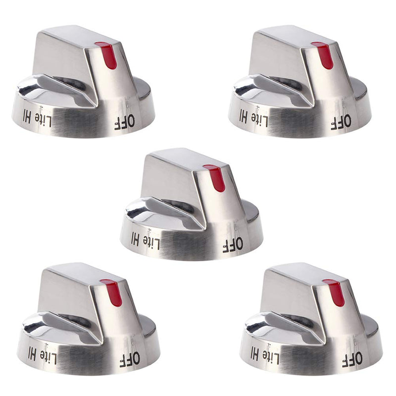 [Upgraded] DG64-00473A Top Burner Control Dial Knob Range Oven replacement Stainless Steel Compatible with Samsung Range Oven Gas Stove Knob NX58F5700WS NX58H5600SS NX58H5650WS NX58J7750SS (5pcs)