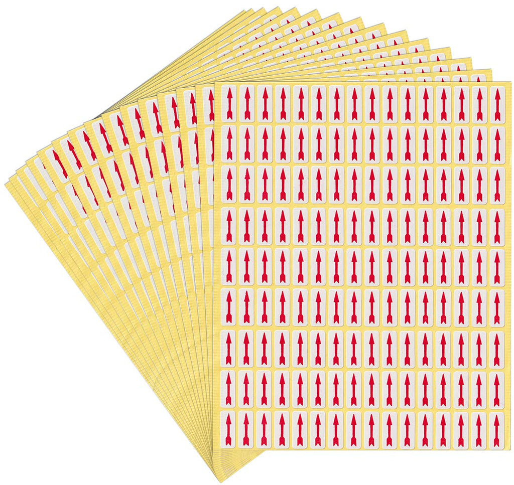 dealzEpic - Red Long Arrow Stickers - Self Adhesive Peel and Stick Label/Products Inspection Defect Indicator - Pack of 15 Sheets