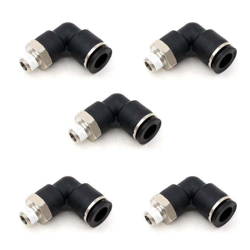 3/8 OD Tubing Push to Connect Air Fittings 3/8 inch Od x 1/8" Npt Air Line Fittings 90 Degree 1/8 Male Threaded Push in Connectors Pneumatic Fittings Push Lock Fittings 5Packs 3/8" OD X 1/8" MNPT 5
