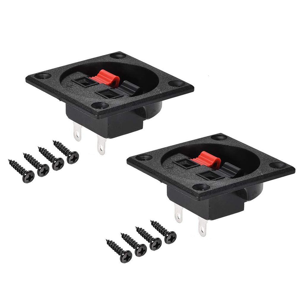 uxcell 2 Ways Spring Speaker Terminal Clip Push Release Connector Audio Cable Terminals Strip Block Black Red WP2-7 2Pcs