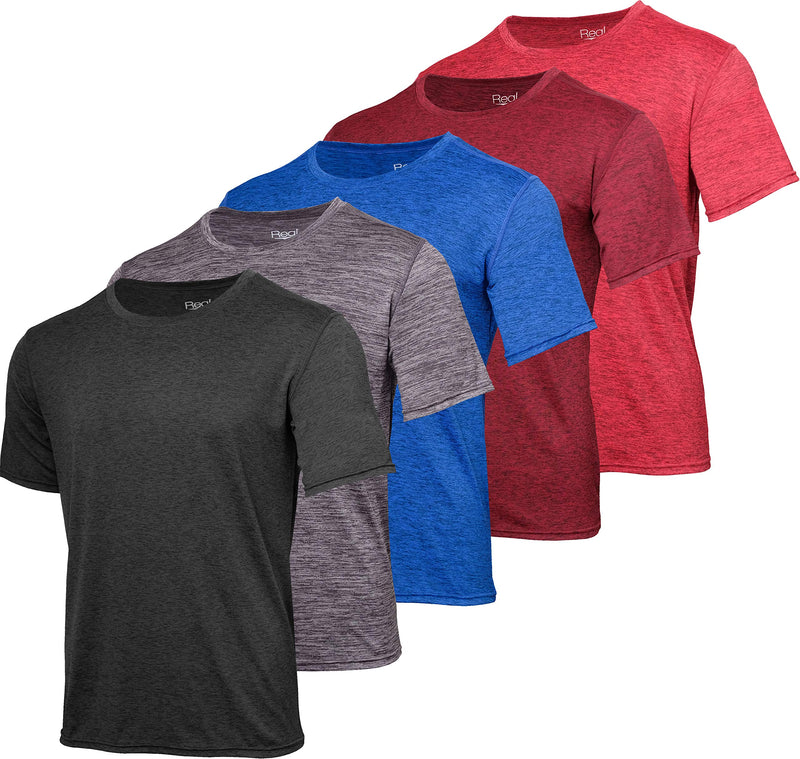 5 Pack: Menâ€™s Dry-Fit Moisture Wicking Active Athletic Performance Crew T-Shirt Small Set 10
