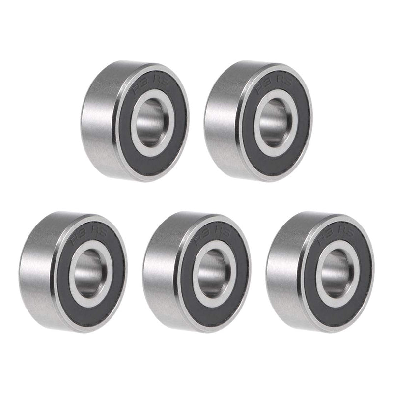 uxcell R3-2RS Deep Groove Ball Bearing 3/16-inchx1/2-inchx0.196-inch Sealed Z2 Lever Bearings 5pcs 3/16"x1/2"x10/51"