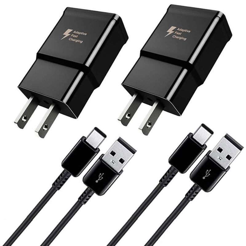Adaptive Fast Type C Charger Compatible Samsung Galaxy S21+ S21 Ultra 5G S9 S8 Plus S10 S10e S20 FE Note 8 9 10 20 Plus, 2 Pack Charging Adapter + 2 Pack 6.6ft USB-C Cables