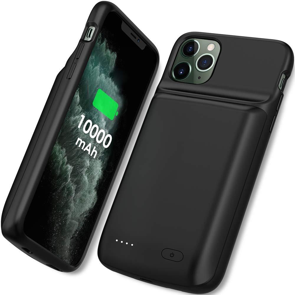 NEWDERY Battery Case for iPhone 11 Pro Max, 10000mAh Portable Protective Charging Case Extended Rechargeable Battery Power Bank for 6.5 Inch iPhone 11 Pro Max (Black)