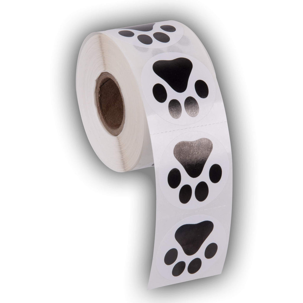 Paw Prints Animal Stickers- 500 1.5" Labels, Dog Paw Prints for Kids, Parties, Vets, Kennels, and Mailing. Made in The USA by Kenco (Black Paws) Black Paws