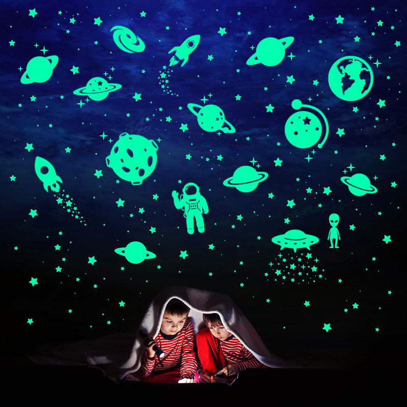 260 PCS Glow in The Dark Stars, Glowing Stars for Ceiling, Star Wall Decals Solar System Space Galaxy Planets Wall Stickers for Kids, Girls Boys Room Decorations for Bedroom