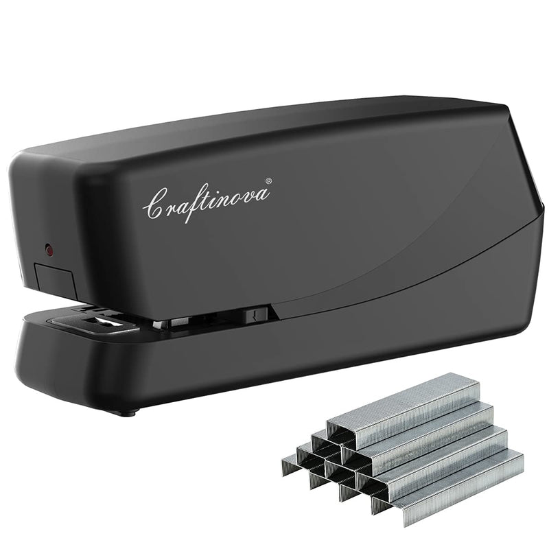 Craftinova Electric Stapler, ,eavy Duty Electric Stapler Desktop,Including 2000 Staples and 1 adapters,25 Sheet Capacity,Can Store 210 Staples，Battery not Included（Silvery) Black