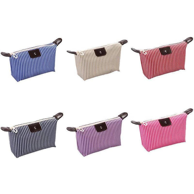 USUNQE Pack of 6 Striped Cosmetic bag Makeup Organizer with Zipper for Travel Home Outdoor