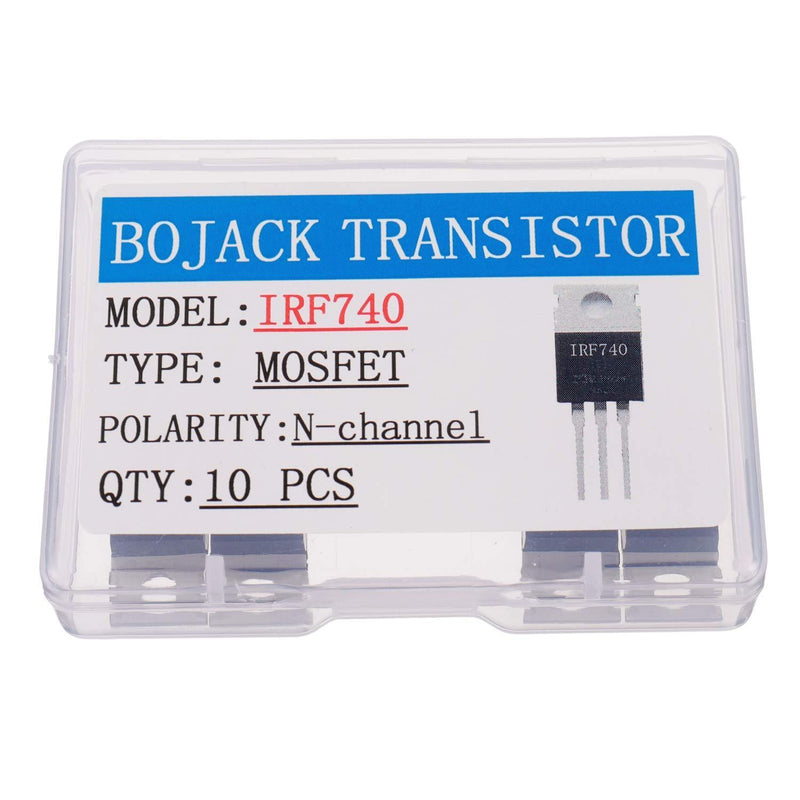 BOJACK IRF740 MOSFET Transistors IRF740N 10A 400V N-Channel Power MOSFET TO-220 (Pack of 10 Pcs)