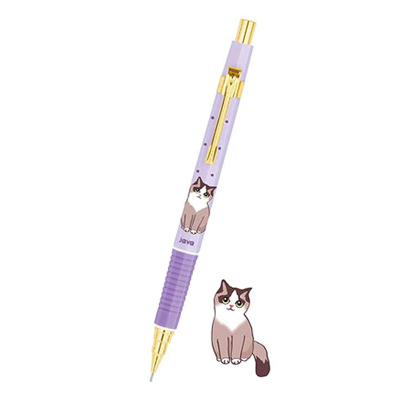 Java Naong Kitty Cat Stationery 0.5mm Gold Mechanical Pencil 1PC : 4 Colors (Purple) Purple