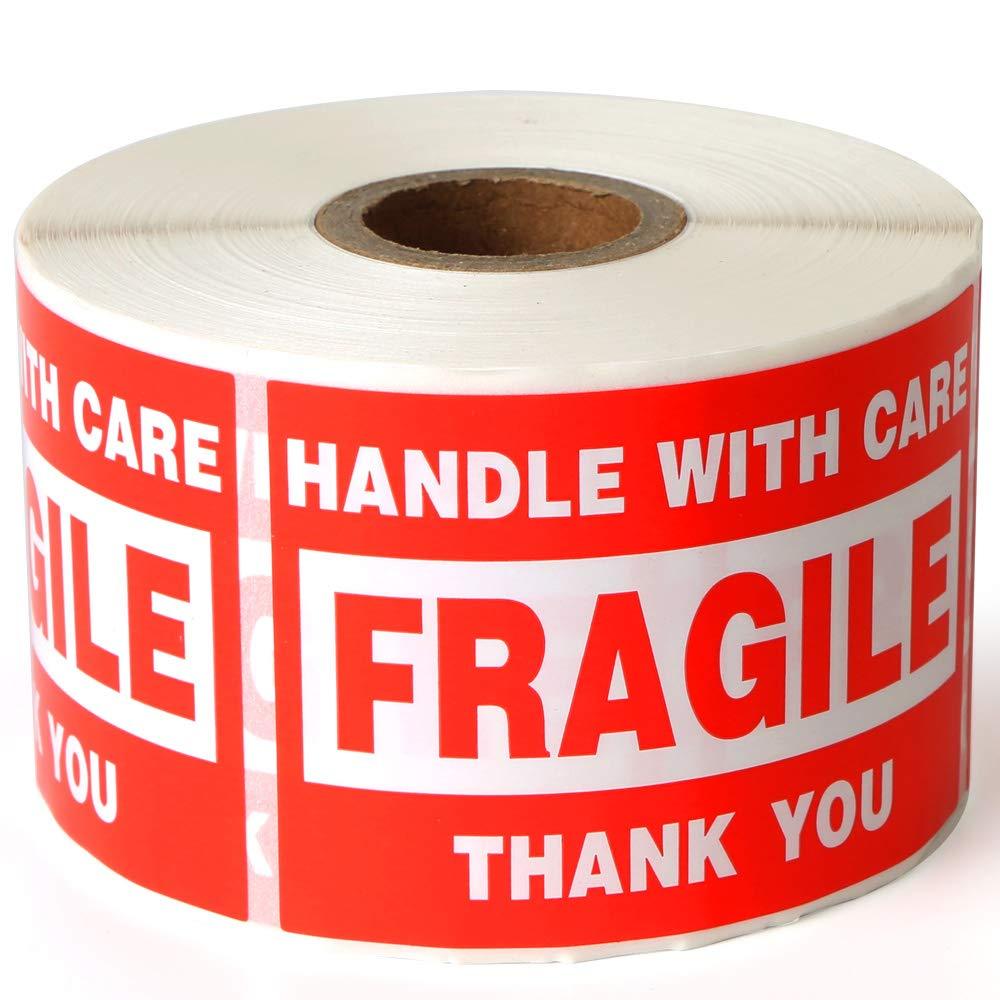 Fragile 2"x3" Handle with Care Shipping Stickers, 500 Labels Per Roll