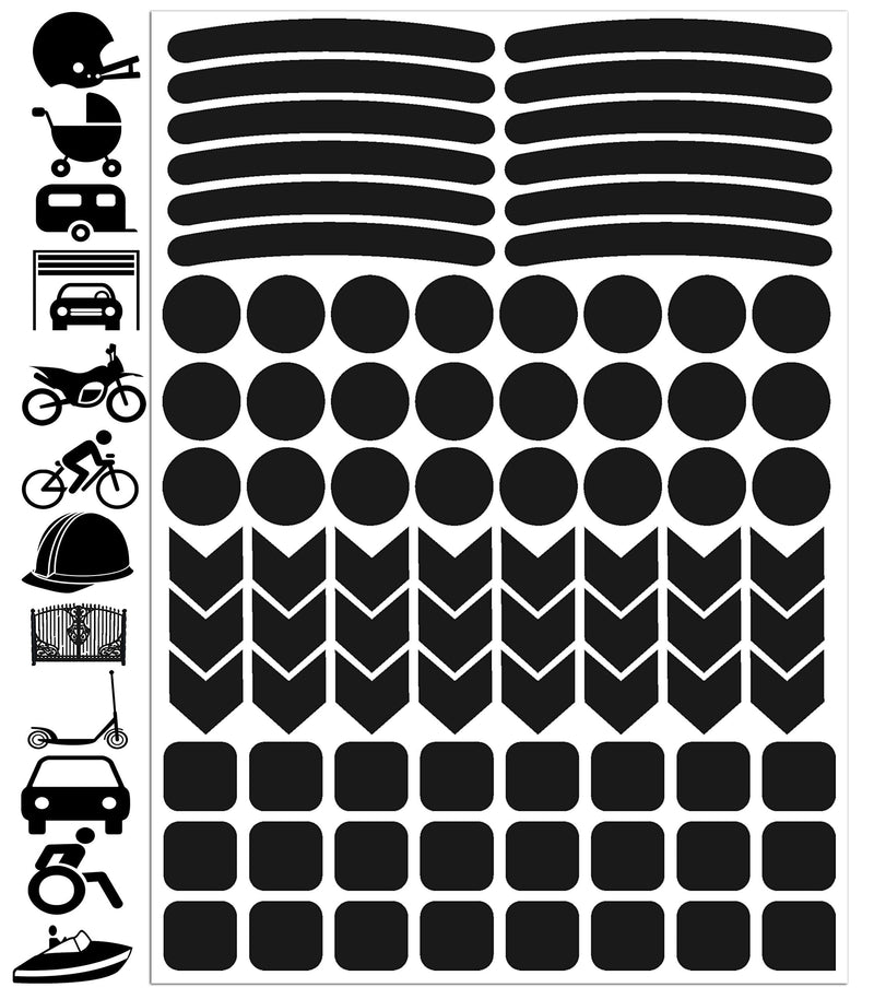 84pcs High Visibility Warning Reflective Stickers Rim Stripes Bike Bicycle Kit Decals Black Reflector Highly Night Safety Sign Visibility Universal Self - Adhesive D 51