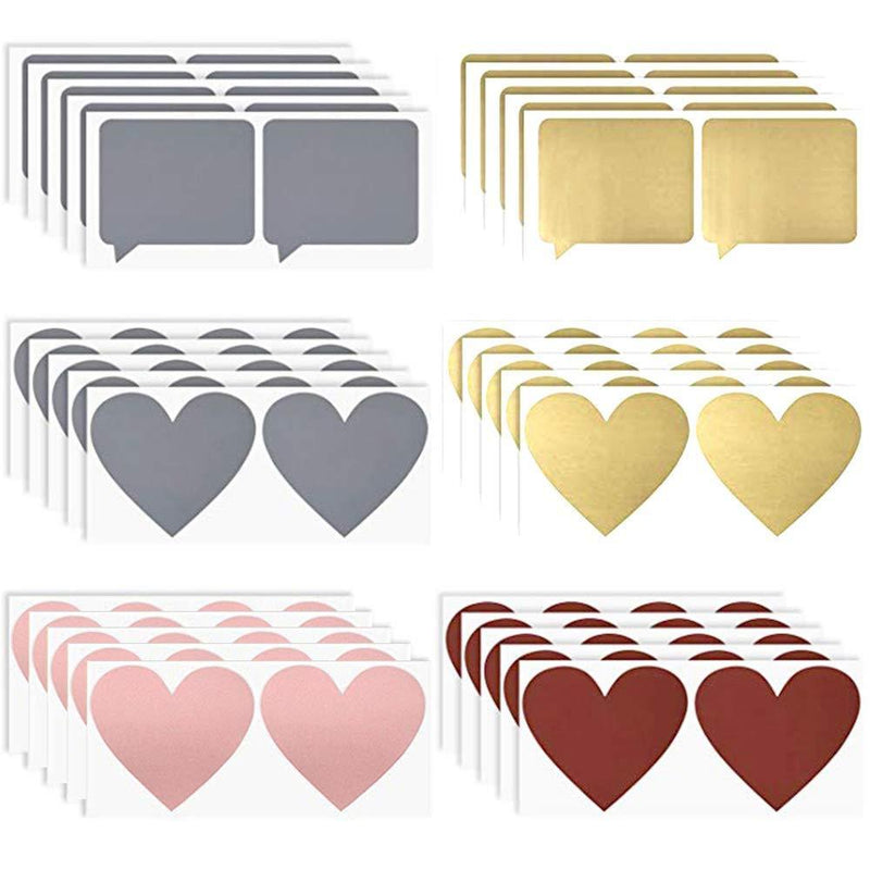 Shuxy 60pcs Scratch Stickers Heart Stickers Scratch Off Sticker Labels Dialog Stickers Gold Color Blank Sticker Self-Adhesive Peel and Stick DIY Labels for Wedding Games Fundraisers Promotions