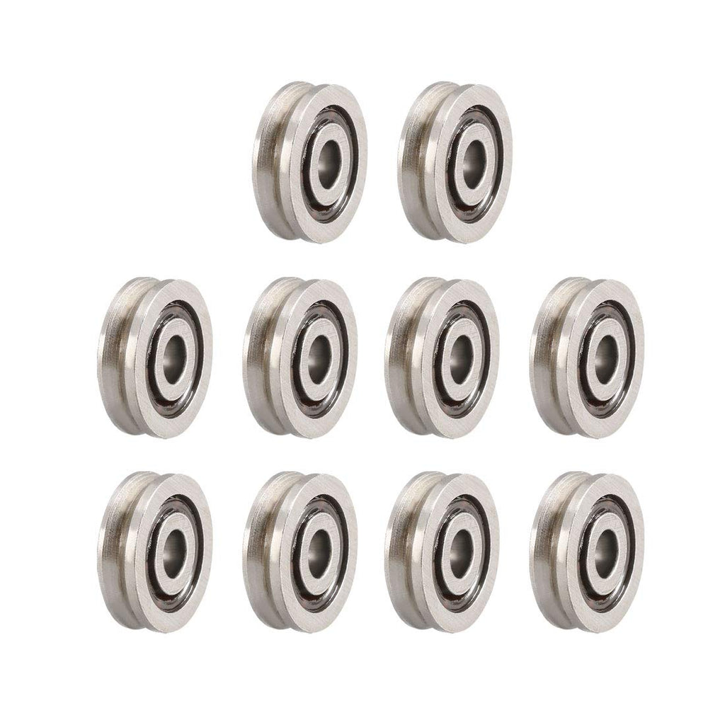 uxcell V623 V-Groove Guide Pulley Rail Ball Bearings 3mmx10mmx3mm Carbon Steel Miniature Bearings 10pcs