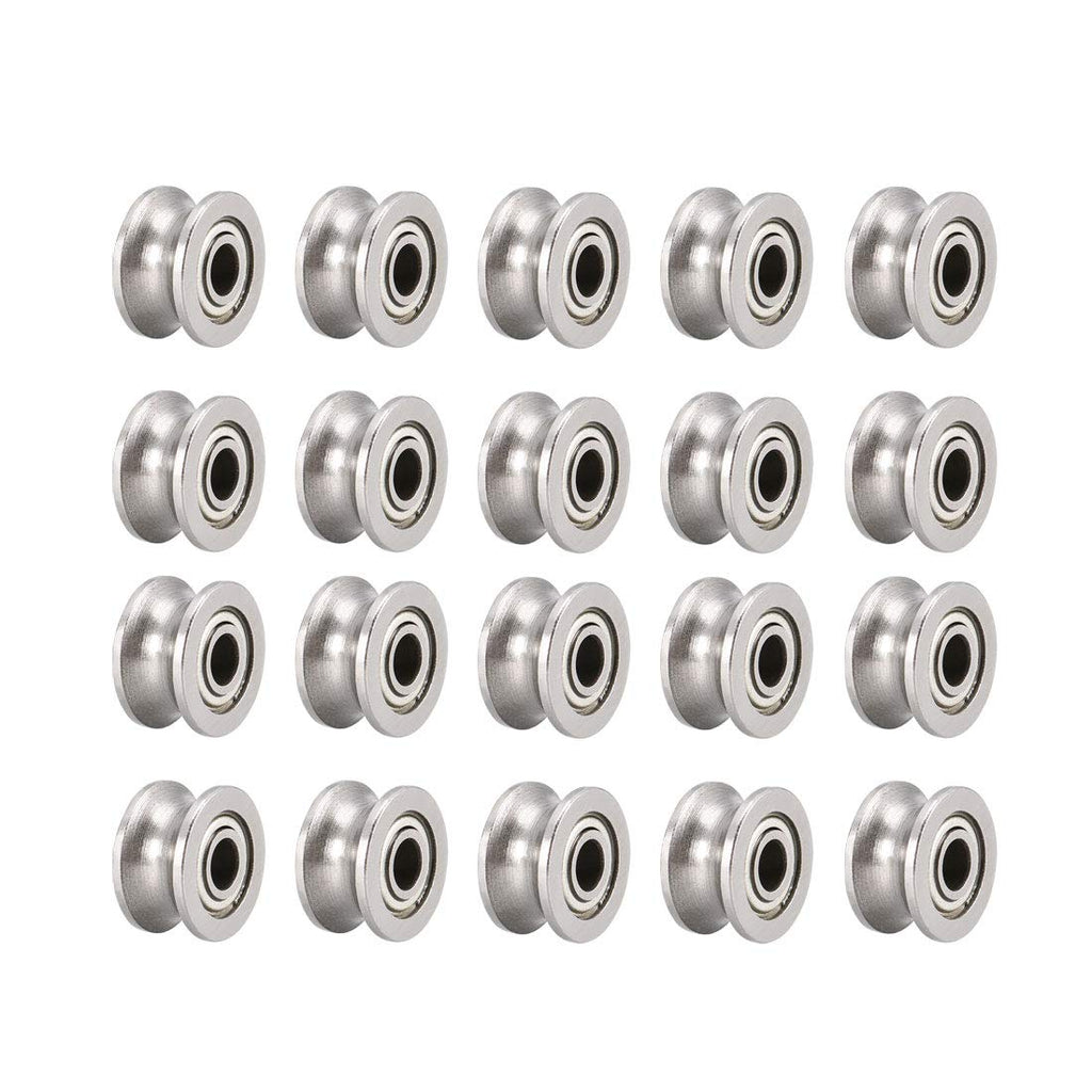 uxcell U624ZZ Deep Groove Guide Pulley Rail Ball Bearings 4mmx13mmx7mm Double Metal Shielded Carbon Steel Bearings 20pcs