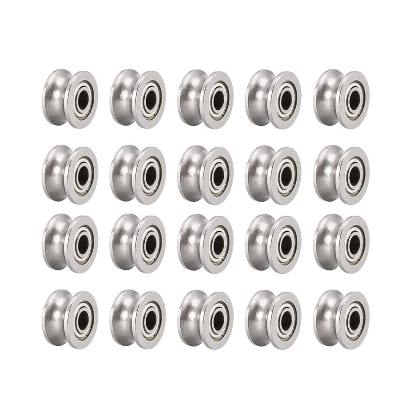 uxcell U624ZZ Deep Groove Guide Pulley Rail Ball Bearings 4mmx13mmx7mm Double Metal Shielded Carbon Steel Bearings 20pcs