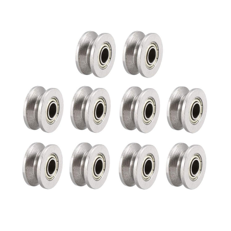 uxcell V624ZZ Deep Groove Guide Pulley Rail Ball Bearings 4mmx13mmx6mm Double Metal Shielded Carbon Steel Bearings 10pcs