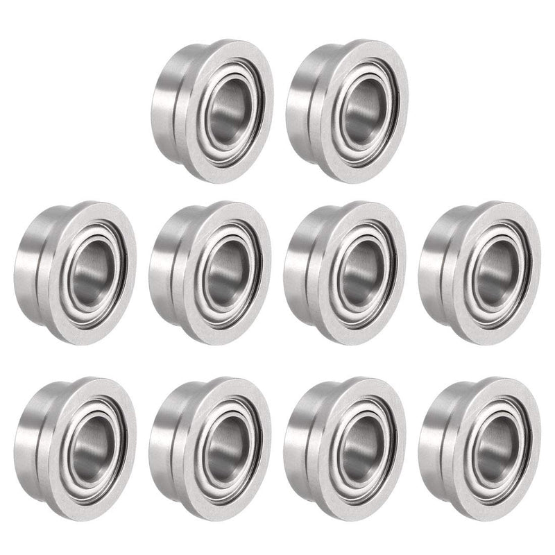 uxcell FR144ZZ Flanged Ball 1/8" x 1/4" x 7/64" Double Metal Shielded (GCr15) Chrome Steel Bearings 10pcs