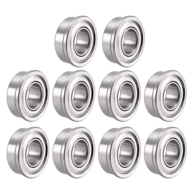 uxcell FR188ZZ Flanged Ball 1/4" x 1/2" x 3/16" Double Metal Shielded (GCr15) Chrome Steel Bearings 10pcs