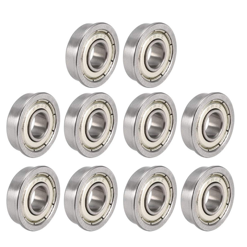 uxcell FR4ZZ Flanged Ball Bearing 1/4"x5/8"x0.196" Double Metal Shielded (GCr15) Chrome Steel Bearings 10pcs