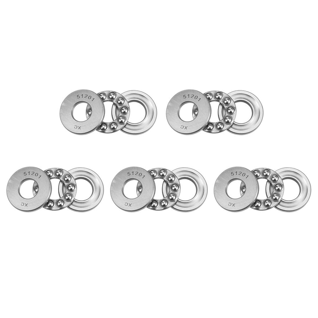 uxcell 51201 Thrust Ball Bearings 12mm x 28mm x 11mm Chrome Steel Single Direction 5pcs