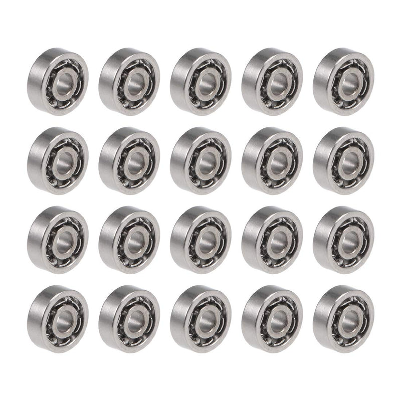 uxcell 681 Deep Groove Ball Bearings 1mm Inner Dia 3mm OD 1mm Bore Open Type Chrome Steel Z2 20pcs