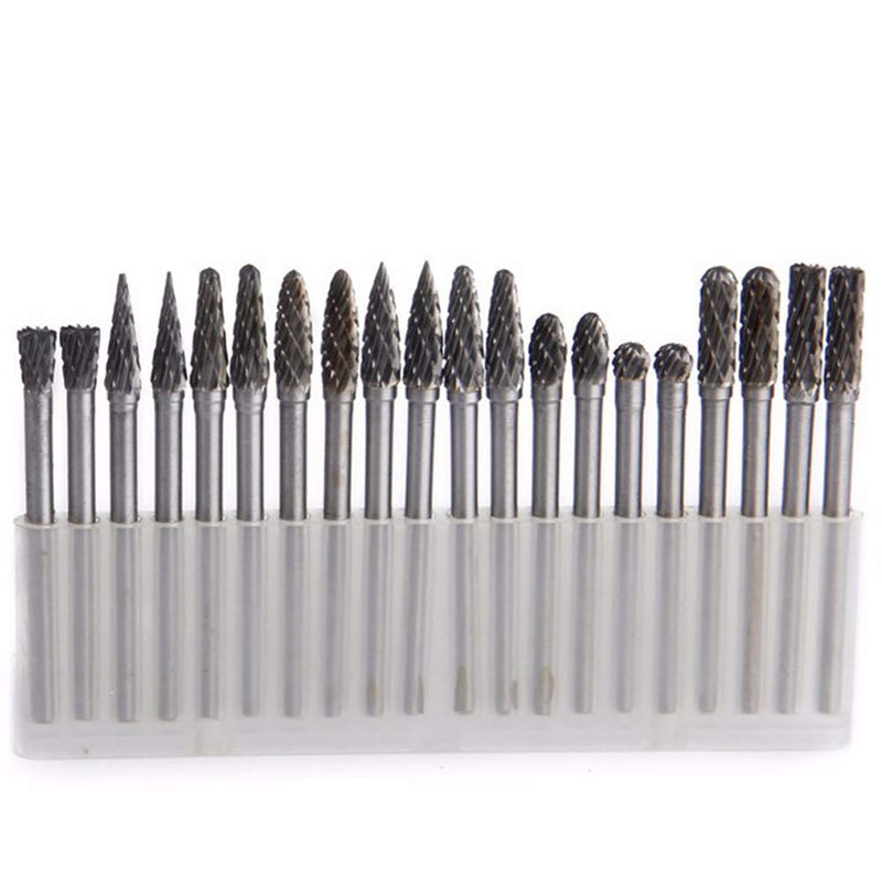 20pcs Solid Carbide Burr Set, 1/8 Shank Double Cut Tungsten Carbide Roary Files Burrs for Rotary Drill Die Grinder Woodworking,Engraving,Drilling,Carving by YEEZUGO