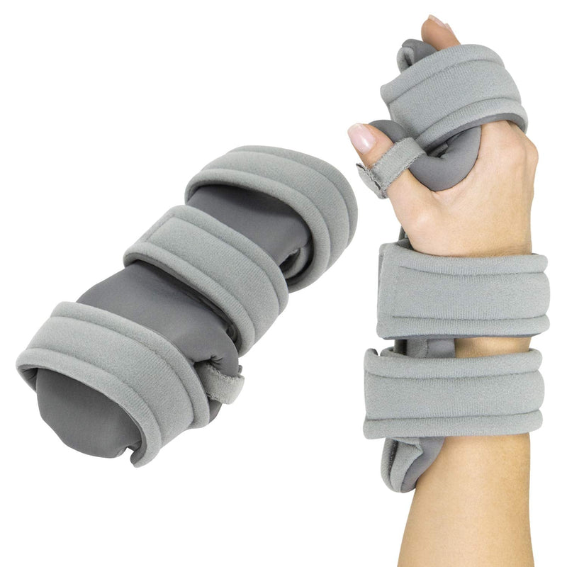 Vive Resting Hand Splint (Right) - Night Immobilizer Wrist Finger Brace - Thumb Stabilizer Wrap - For Arthritis, Tendonitis, Carpal Tunnel Pain - Functional Support For Sprains Fractures (Small) Gray Right (Small)