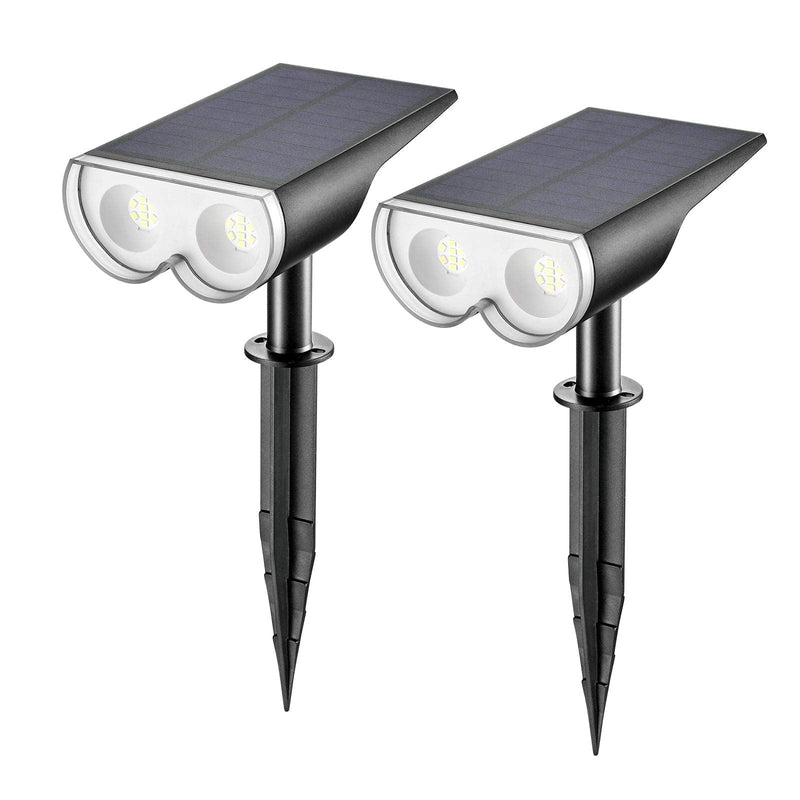 Linkind StarRay 16 LEDs Solar Landscape Spotlights, Dusk-to-Dawn IP67 Waterproof Solar Powered Spot Lights, 6500K Daylight White, Outdoor Wall Lights for Garden Yard Driveway Porch Walkway, 2 Pack