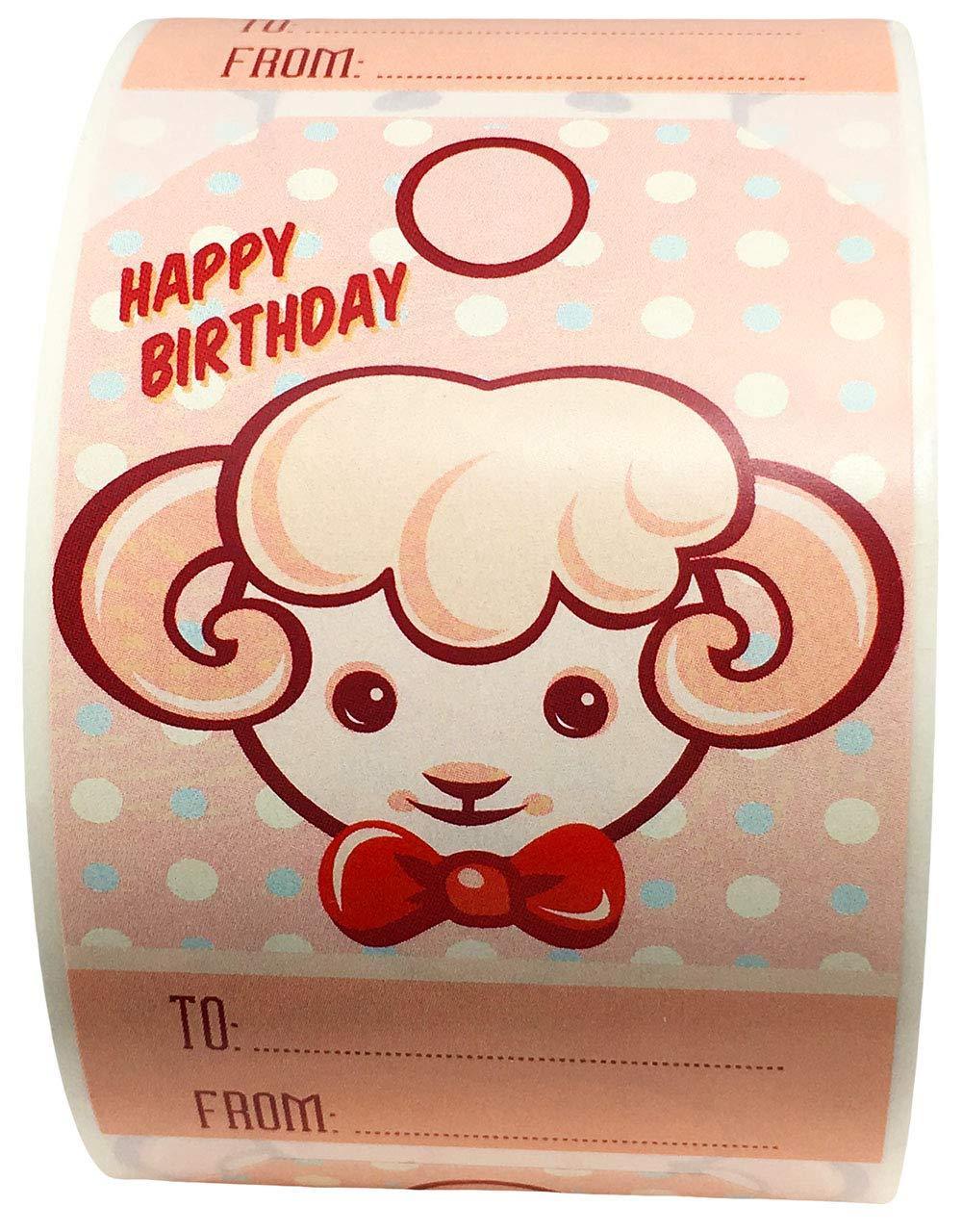 Vintage Style Animal Happy Birthday Gift Tags 4 Different Designs 2 x 3 Inch 50 Total Stickers