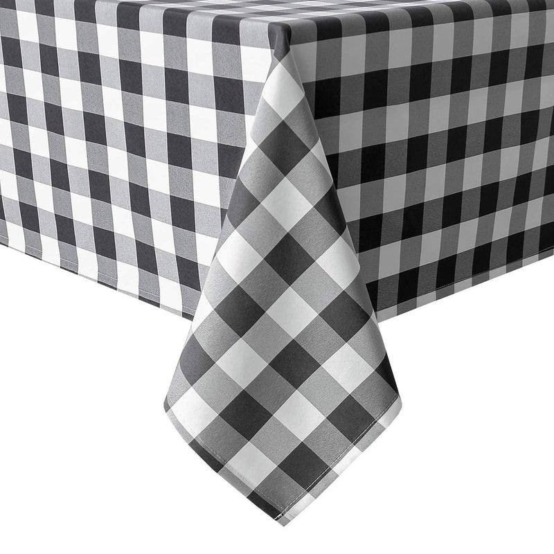 Hiasan Checkered Square Tablecloth - Stain Resistant, Waterproof and Wrinkle Resistant Washable Table Cloth for Dining Room, 54 x 54 Inch, Black and White Gingham Pattern 54" x 54"